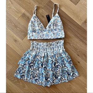 Lulu’s Mini Dress - Floral Two Piece - Totally Botanic - Size Large - Bl…